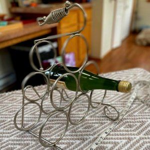 Nice! Silver Tone Metal Wine/Bottle Holder